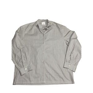 LESET Striped Button Down Shirt with Bow Neck Detail Women's Size Medium